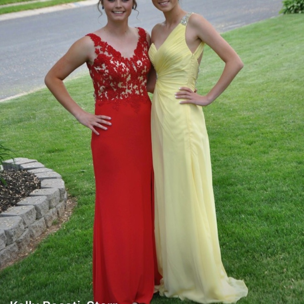 Yellow prom dress with open back